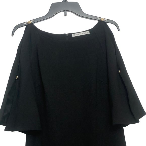 Trina Turk 10 (see measurements) Black Gold Buttons Lined Dress - Picture 6 of 9